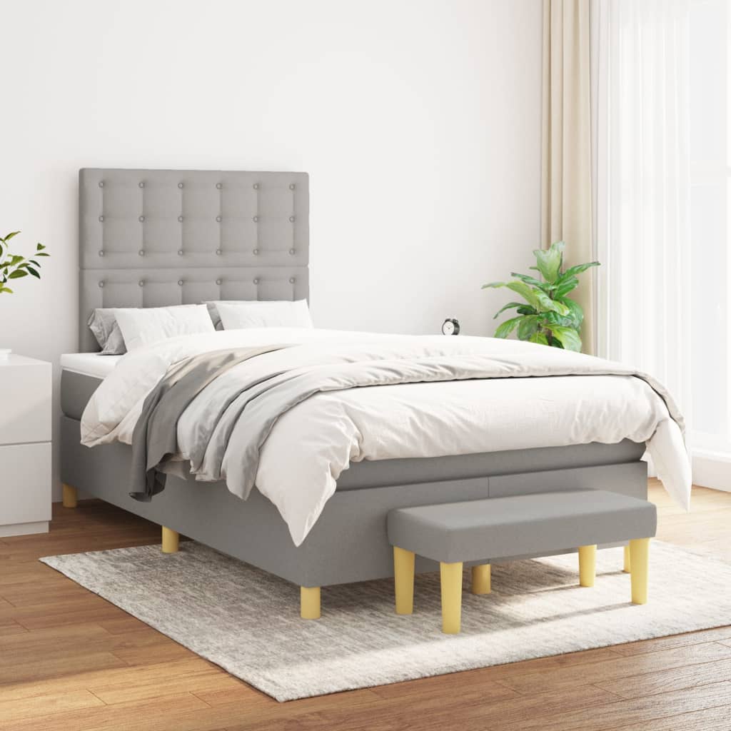 JUNG Vida Boxspringbett mit Matratze Hellgrau 120x200 cm Stoff