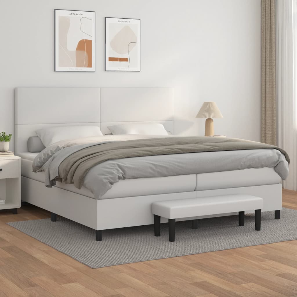 JUNG Vida Boxspringbett mit Matratze Weiß 200x200 cm Kunstleder