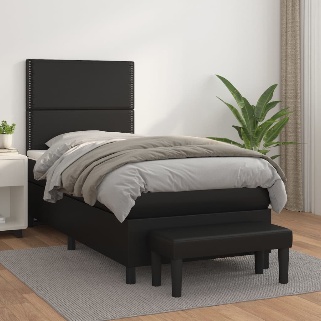 JUNG Vida Boxspringbett mit Matratze Schwarz 100x200 cm Kunstleder
