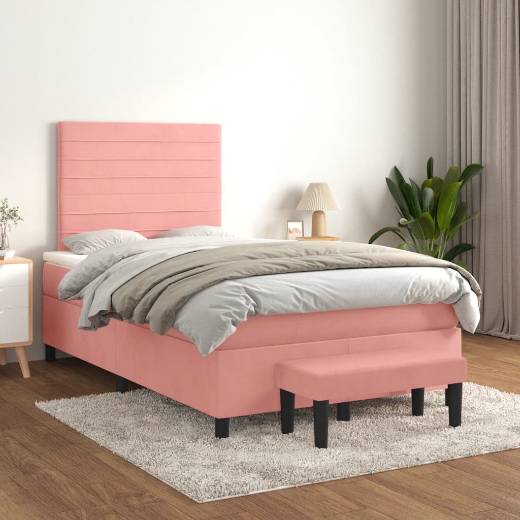 JUNG Vida Boxspringbett mit Matratze Rosa 120x200 cm Samt