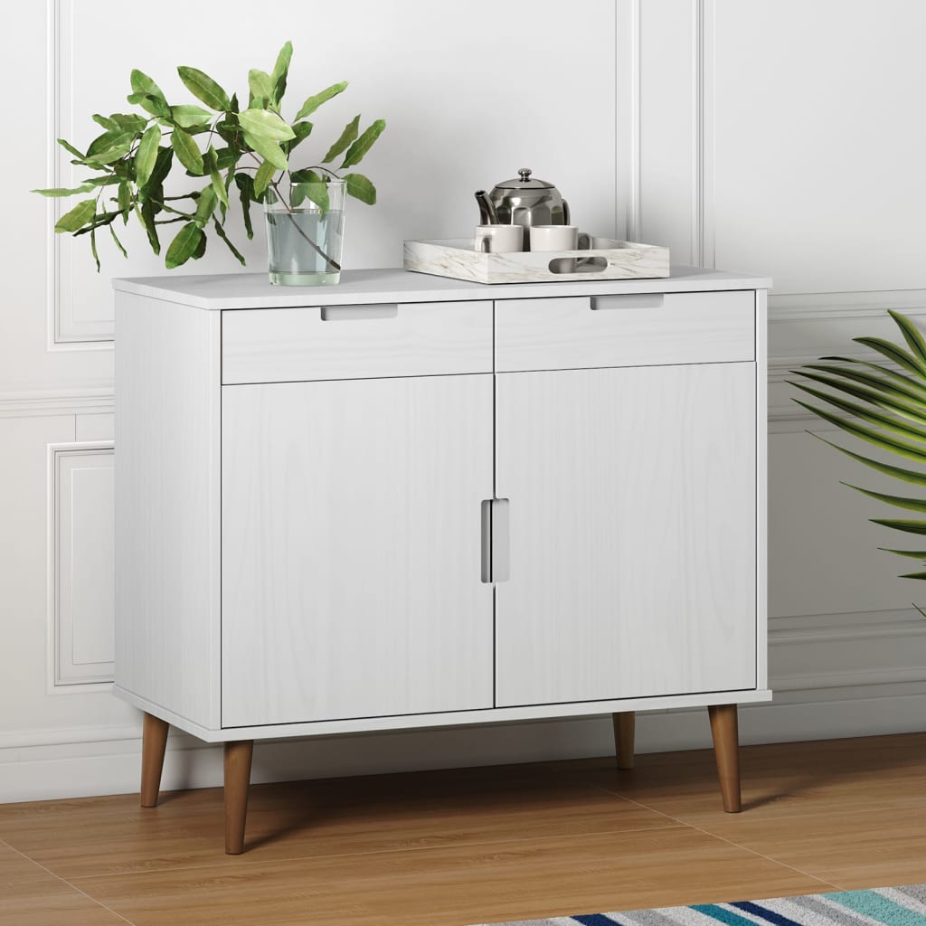 JUNG Vida Sideboard MOLDE Weiß 90x40x80 cm Massivholz Kiefer