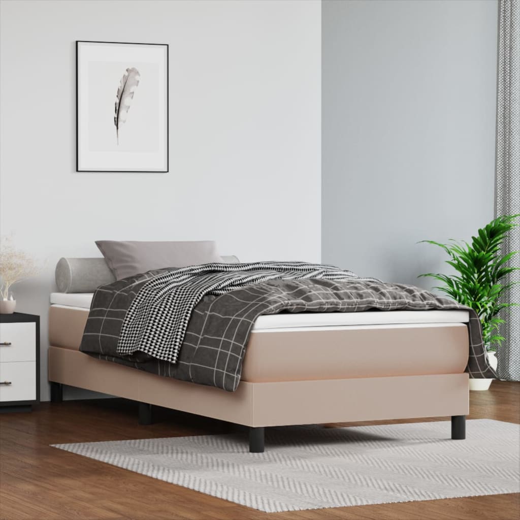 JUNG Vida Boxspringbett mit Matratze Cappuccino-Braun 80x200cm Kunstleder