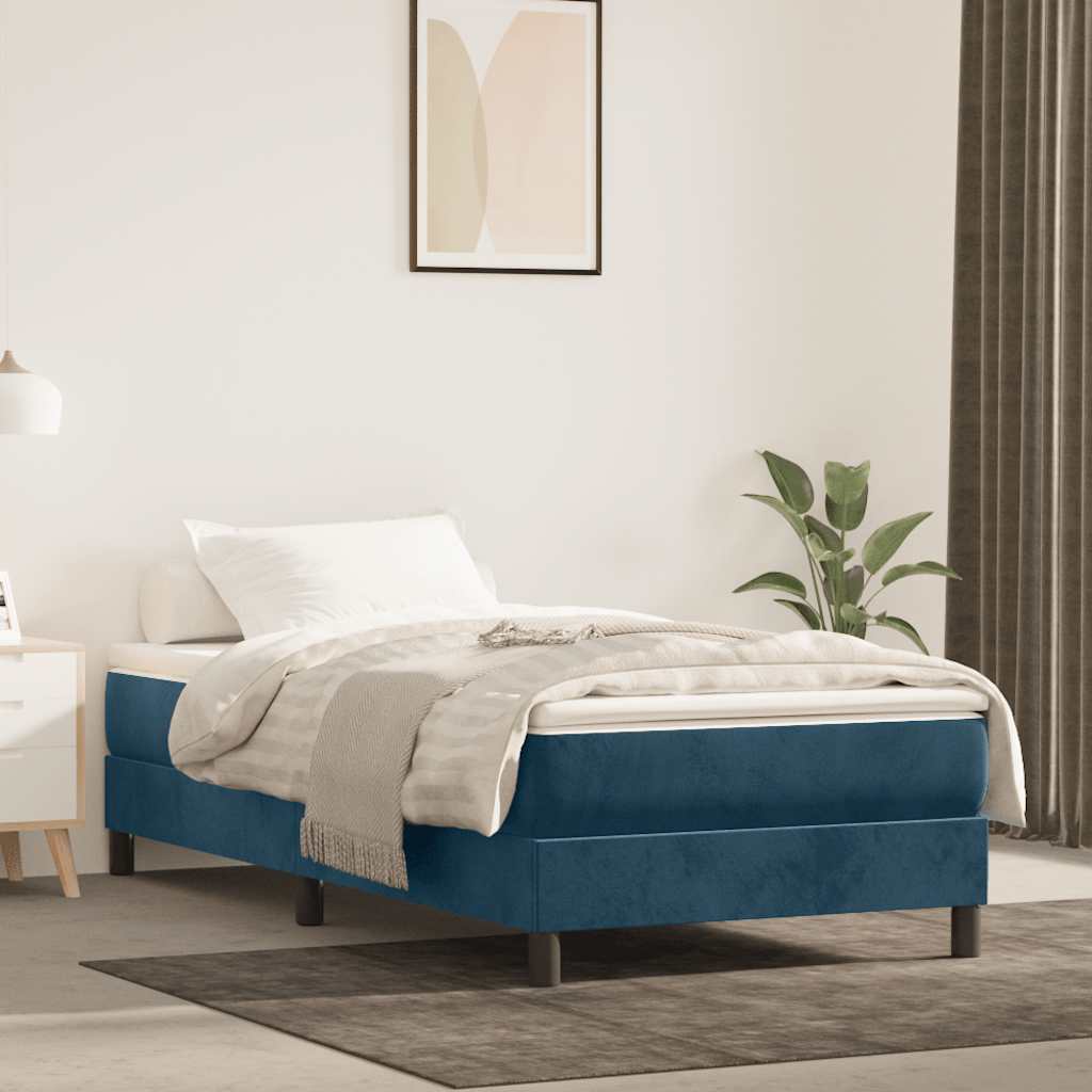 JUNG Vida Boxspringbett mit Matratze Dunkelblau 80x200 cm Samt