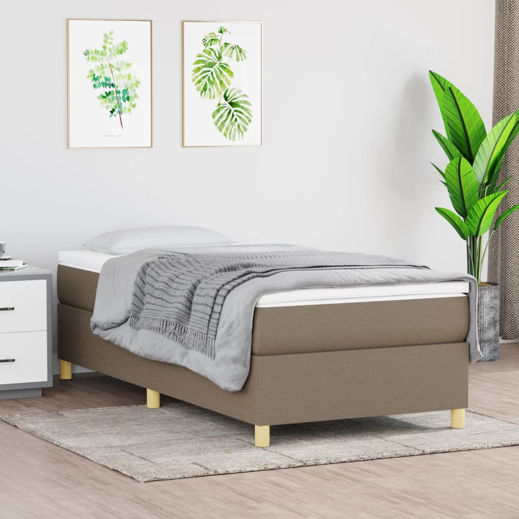 JUNG Vida Boxspringbett mit Matratze Taupe 80x200 cm Stoff