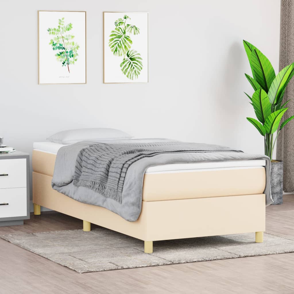 JUNG Vida Boxspringbett mit Matratze Creme 90x190 cm Stoff