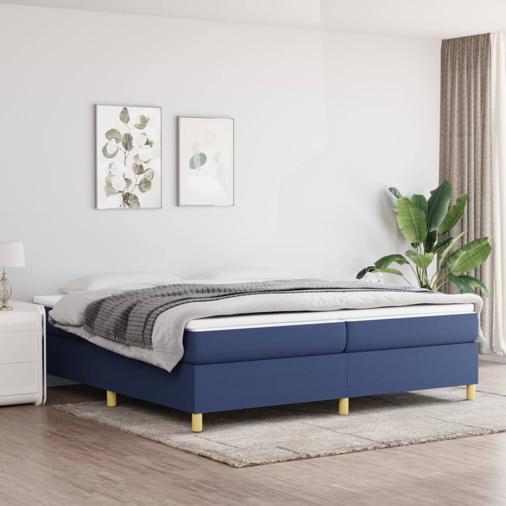 JUNG Vida Boxspringbett mit Matratze Blau 200x200 cm Stoff