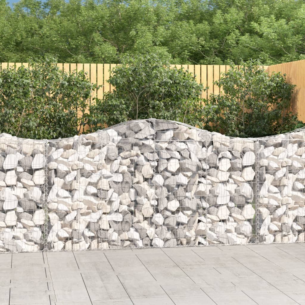 JUNG Vida Gabionen mit Hochbogen 2 Stk. 200x30x100/120cm Verzinktes Eisen
