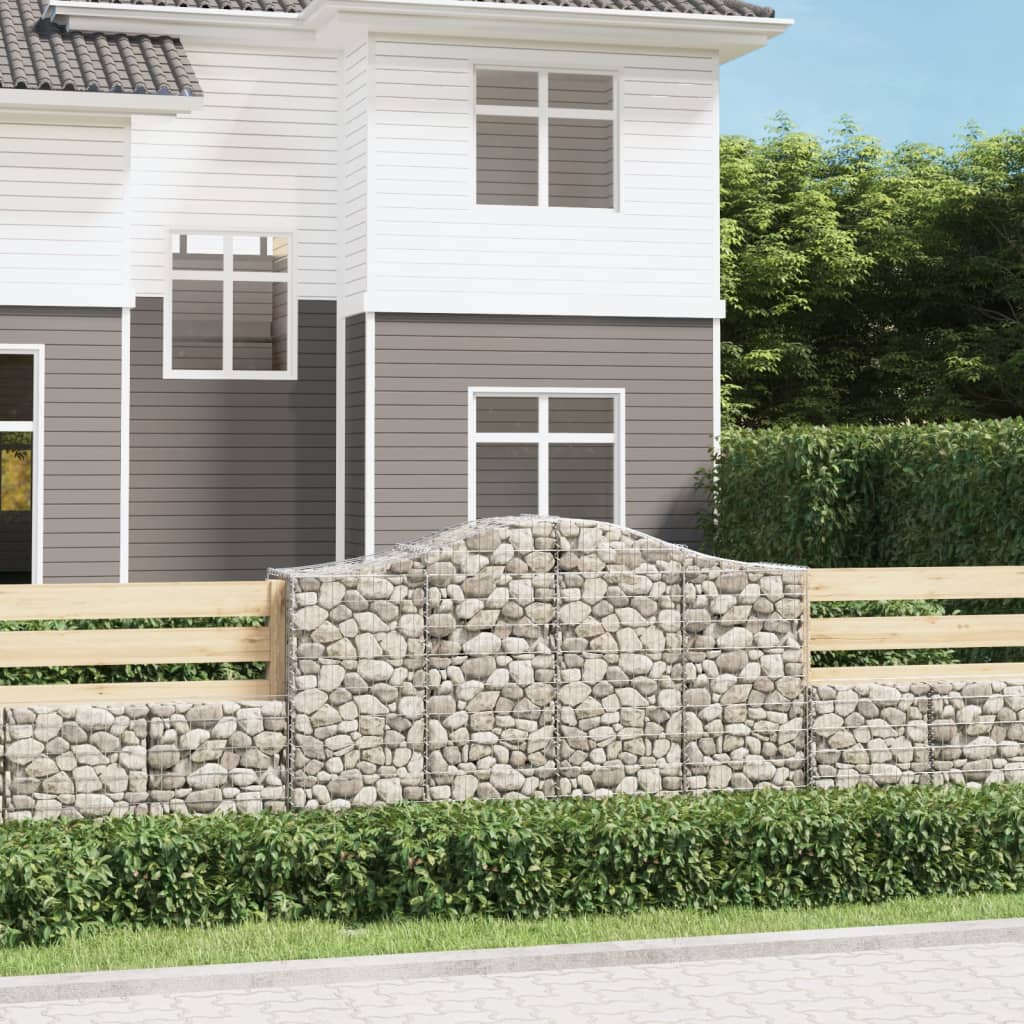 JUNG Vida Gabionen mit Hochbogen 15Stk. 200x50x120/140cm Verzinktes Eisen