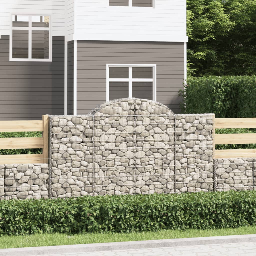 JUNG Vida Gabionen mit Hochbogen 15Stk. 200x30x120/140cm Verzinktes Eisen