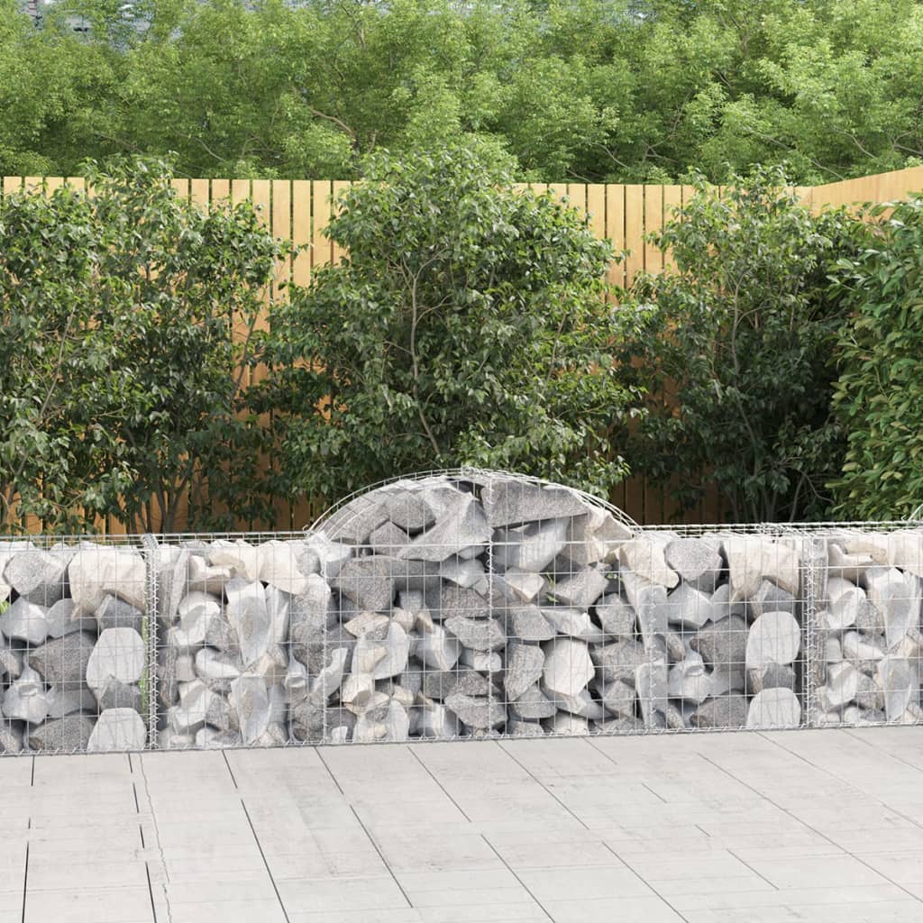 JUNG Vida Gabionen mit Hochbogen 7 Stk. 200x50x60/80 cm Verzinktes Eisen