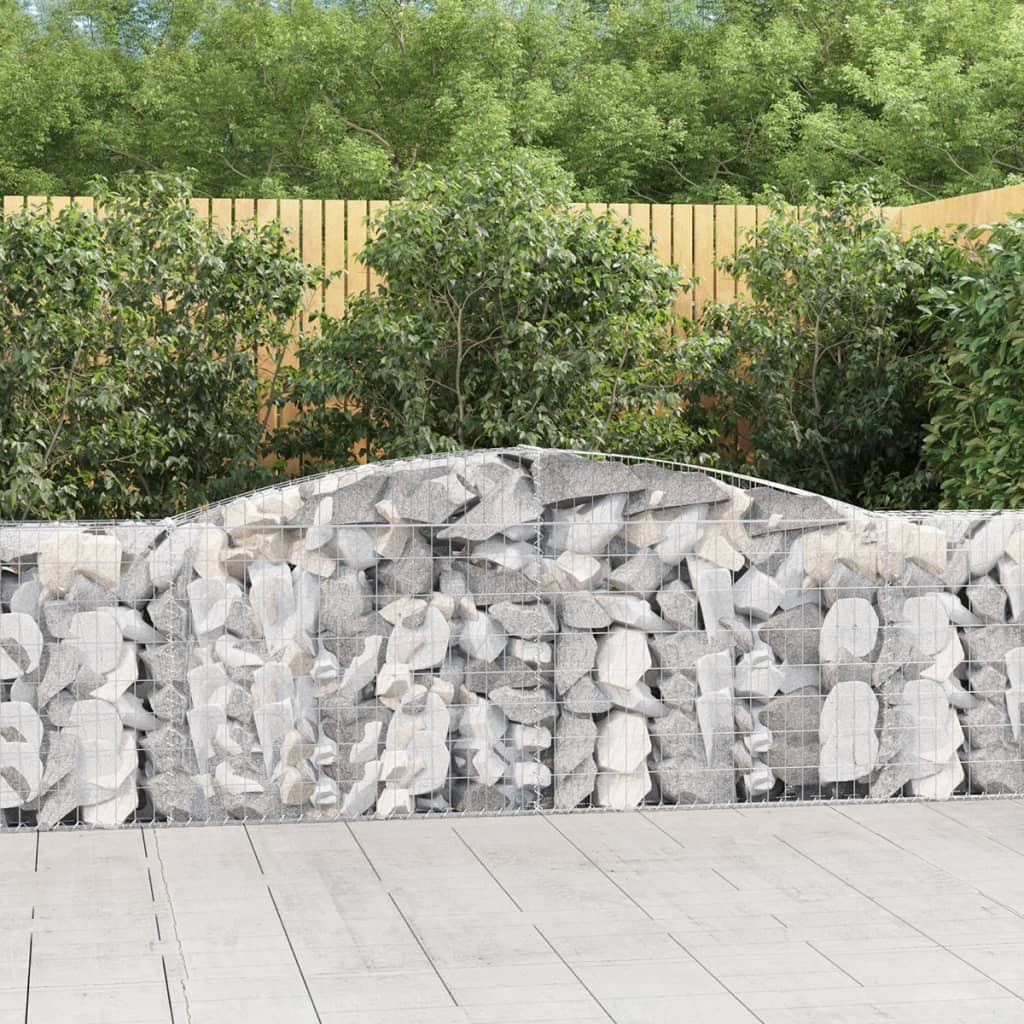 JUNG Vida Gabionen mit Hochbogen 3 Stk. 400x30x100/120cm Verzinktes Eisen