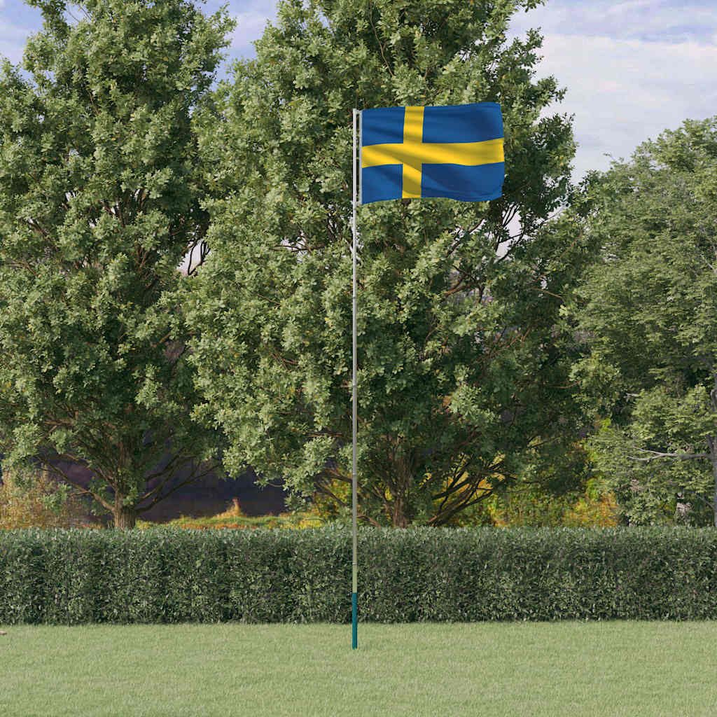 JUNG Vida Flagge Schwedens mit Mast 5,5 m Aluminium
