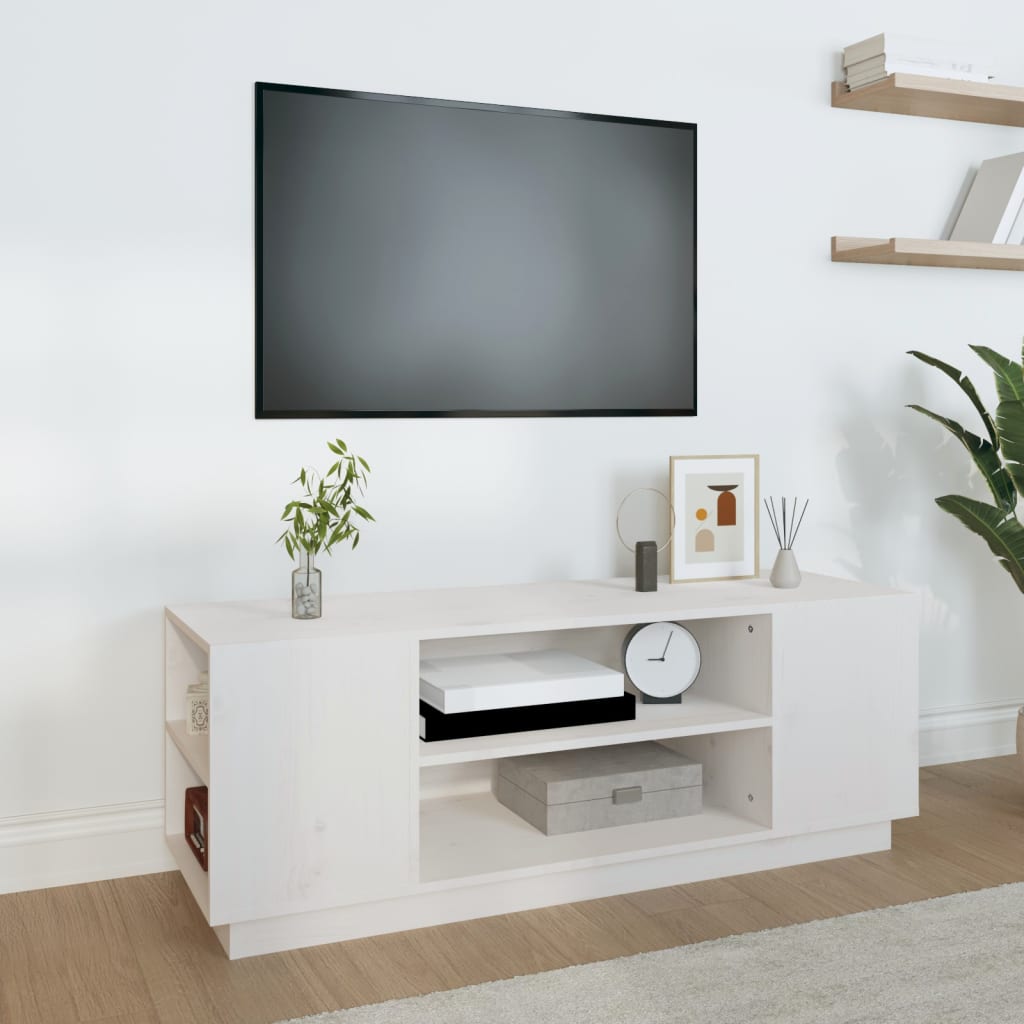 JUNG Vida TV-Schrank Weiß 110x35x40,5 cm Massivholz Kiefer