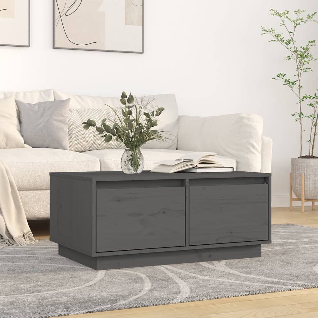 JUNG Vida Couchtisch Grau 80x50x35 cm Massivholz Kiefer