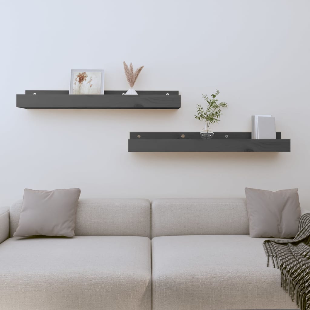 JUNG Vida Wandregale 2 Stk. Grau 80x12x9 cm Massivholz Kiefer