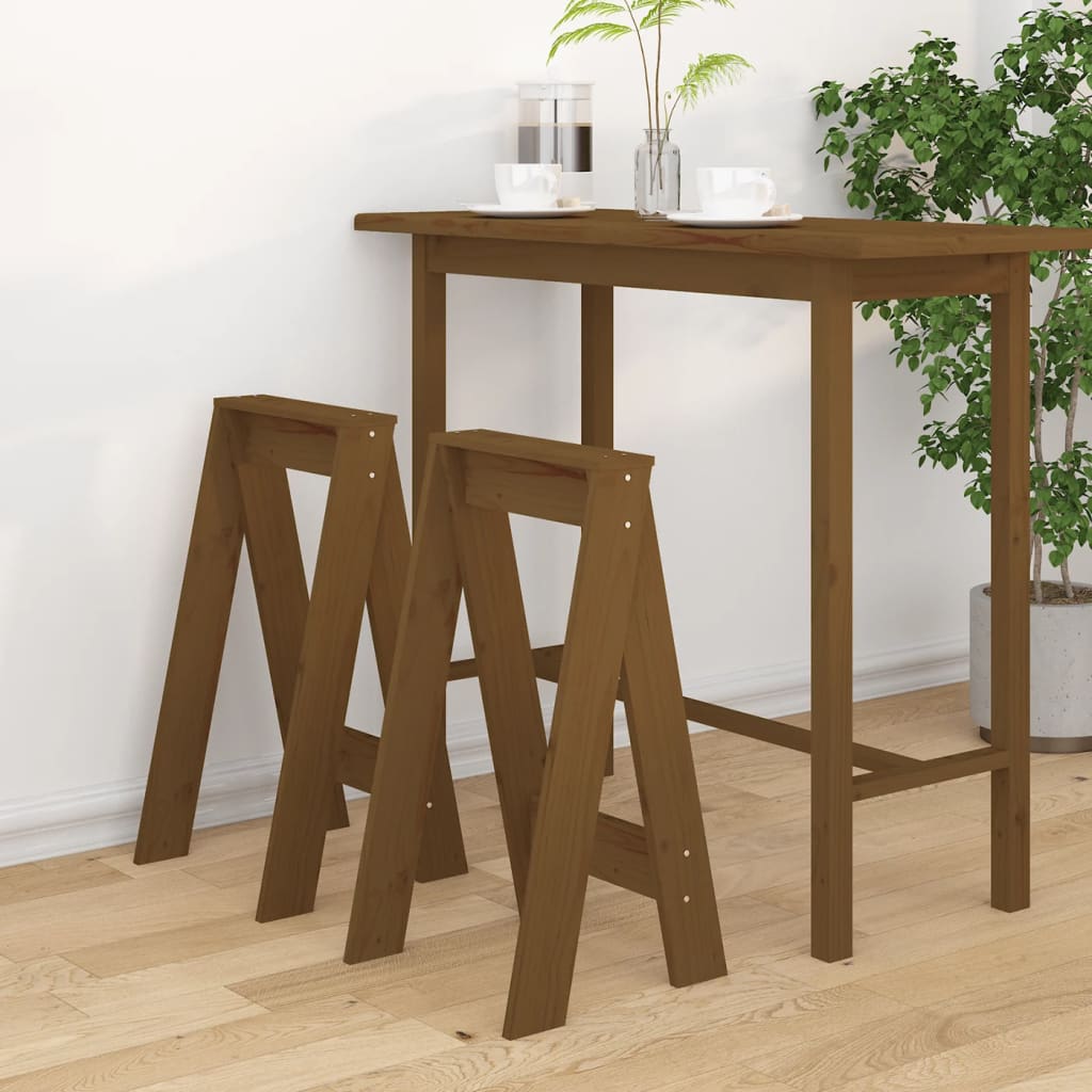 JUNG Vida Hocker 2 Stk. Honigbraun 40x40x75 cm Massivholz Kiefer