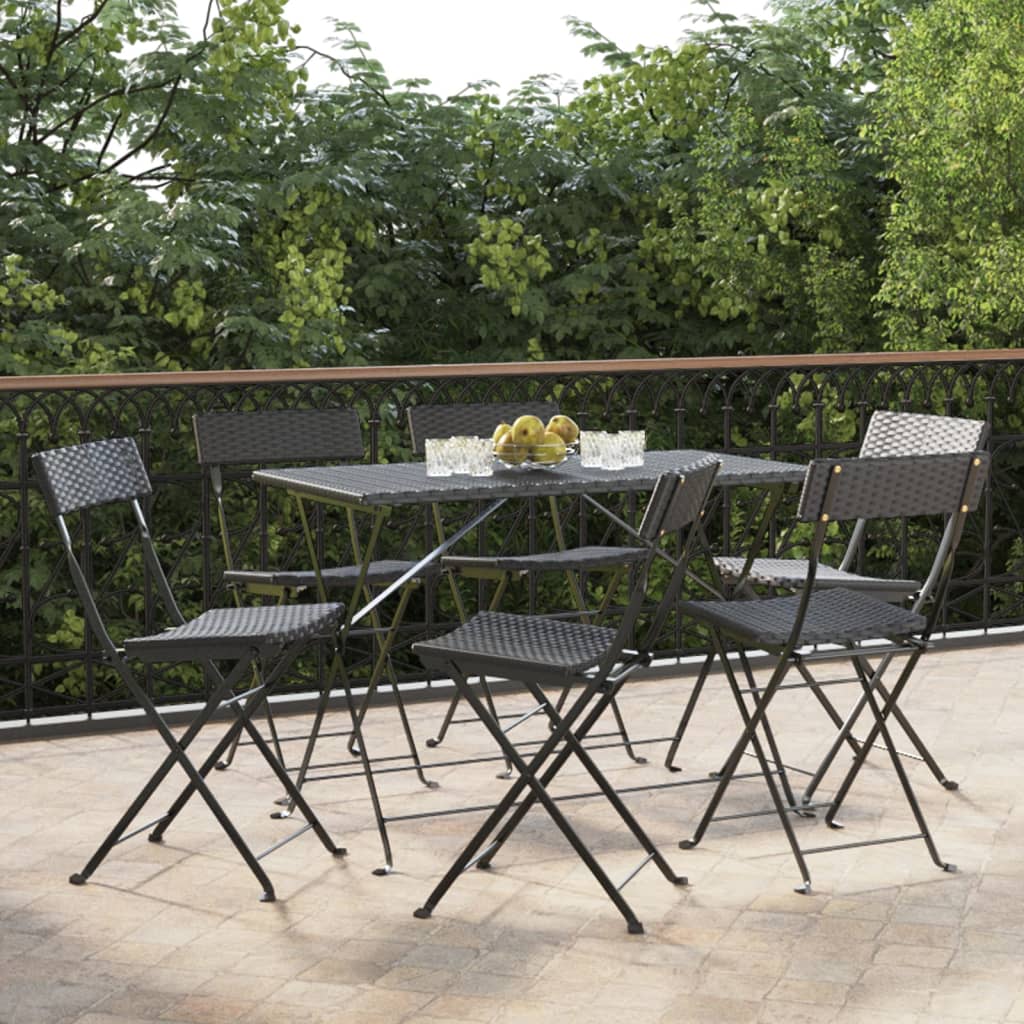 JUNG Vida Bistrostühle 6 Stk. Klappbar Schwarz Poly Rattan und Stahl