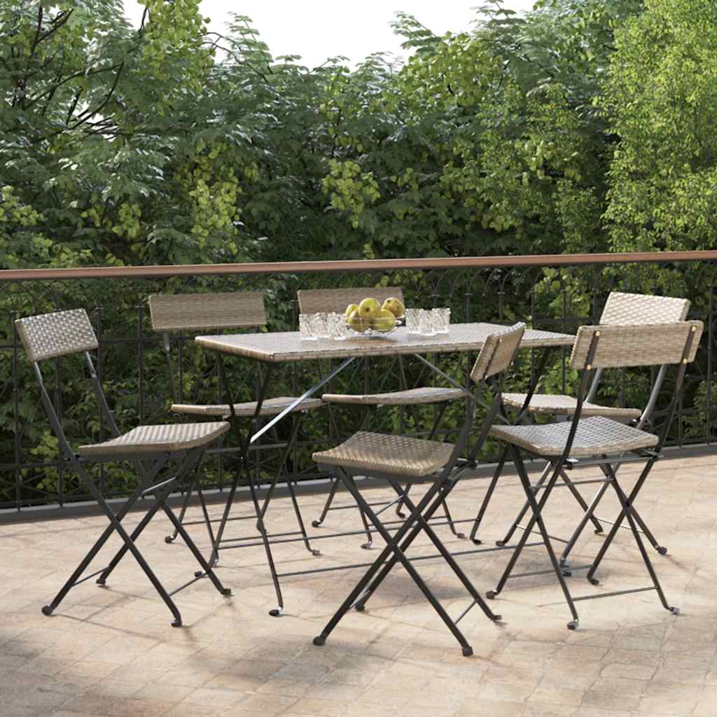 JUNG Vida Bistrostühle 6 Stk. Klappbar Grau Poly Rattan und Stahl