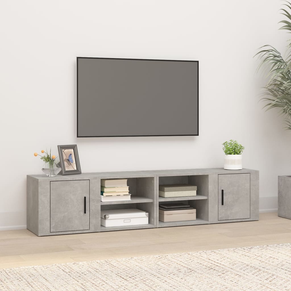 JUNG Vida TV-Schränke 2 Stk. Betongrau 80x31,5x36 cm Holzwerkstoff