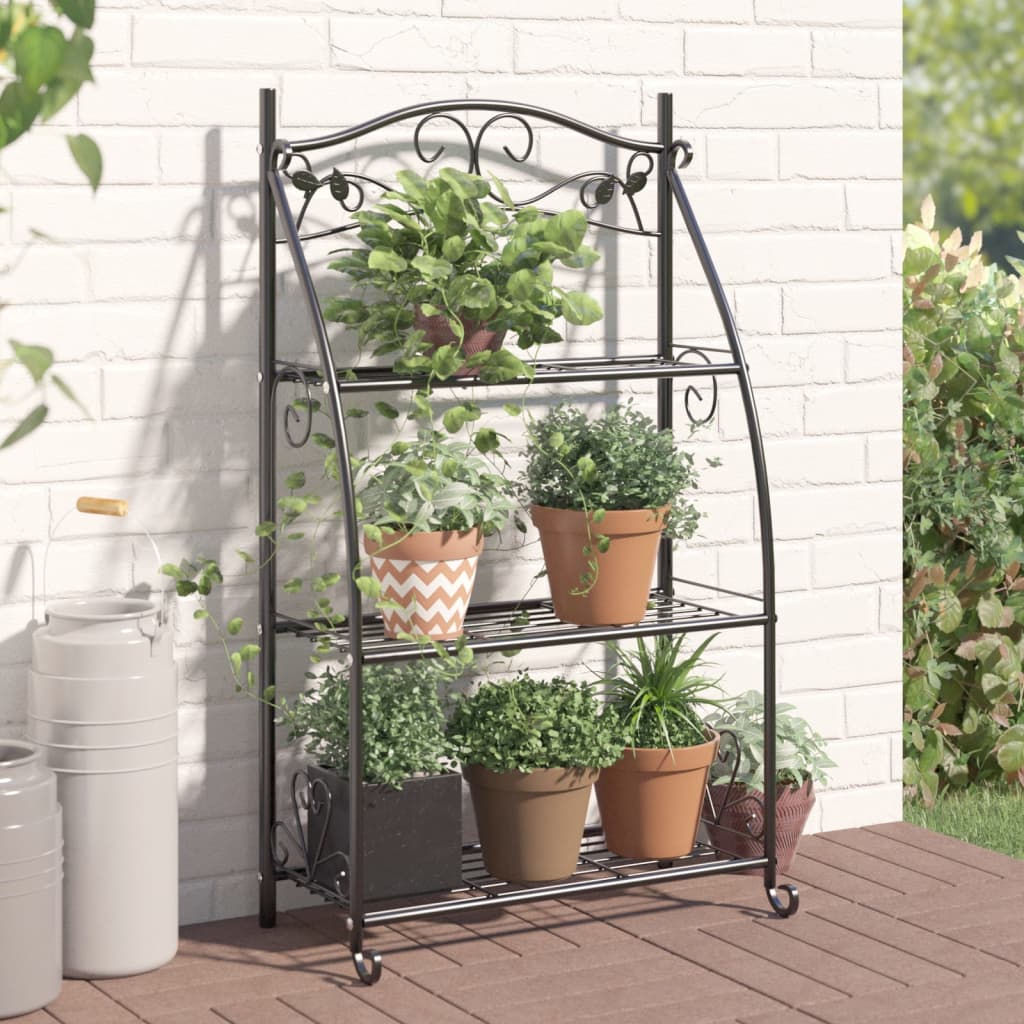 JUNG Vida Blumenregal Schwarz 56x30x96 cm Stahl