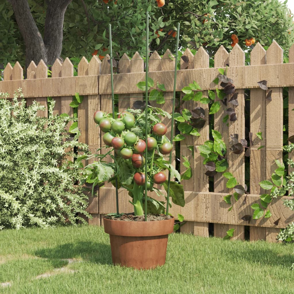 JUNG Vida Pflanzenstützen mit 3 Ringen 5 Stk. Grün 60 cm Stahl