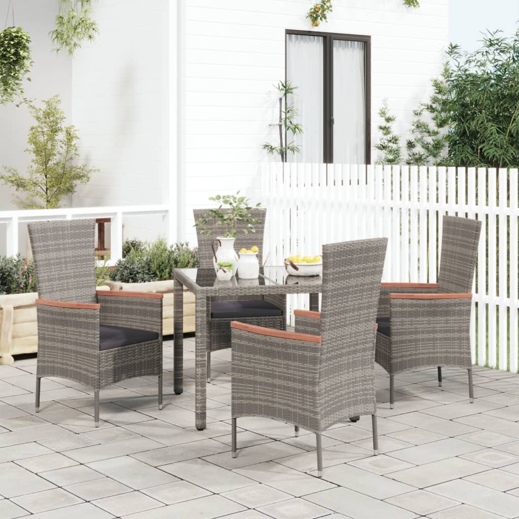 JUNG Vida Gartenstühle mit Kissen 4 Stk. Poly Rattan Grau