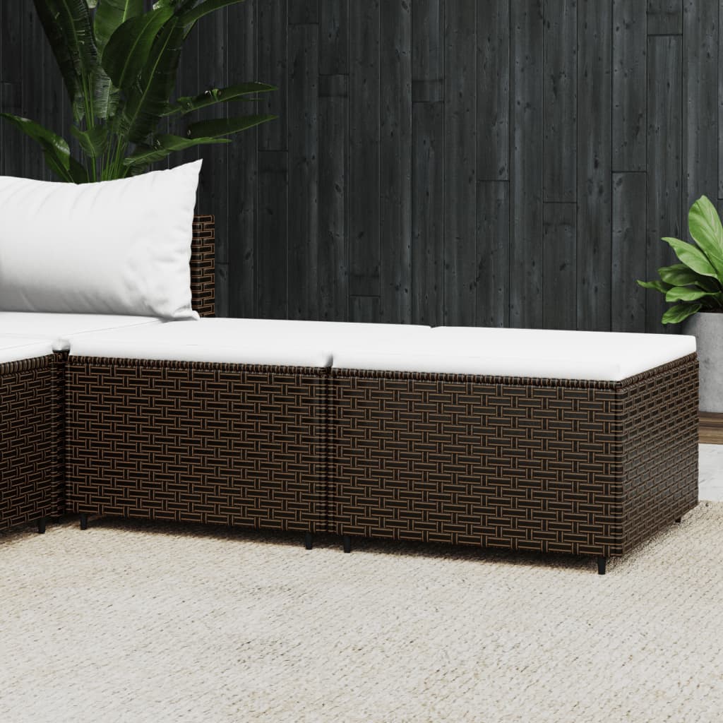 JUNG Vida Gartenhocker mit Kissen 2 Stk. Braun Poly Rattan