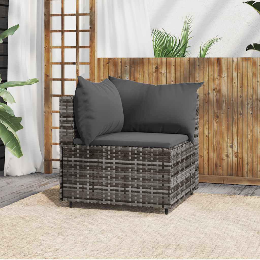 JUNG Vida Garten-Ecksofa mit Kissen Grau Poly Rattan