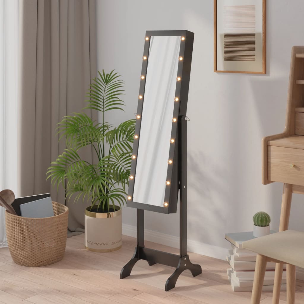 JUNG Vida Standspiegel mit LED Schwarz 34x37x146 cm