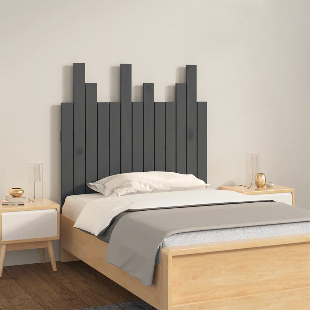 JUNG Vida Wand-Kopfteil Grau 82,5x3x80 cm Massivholz Kiefer