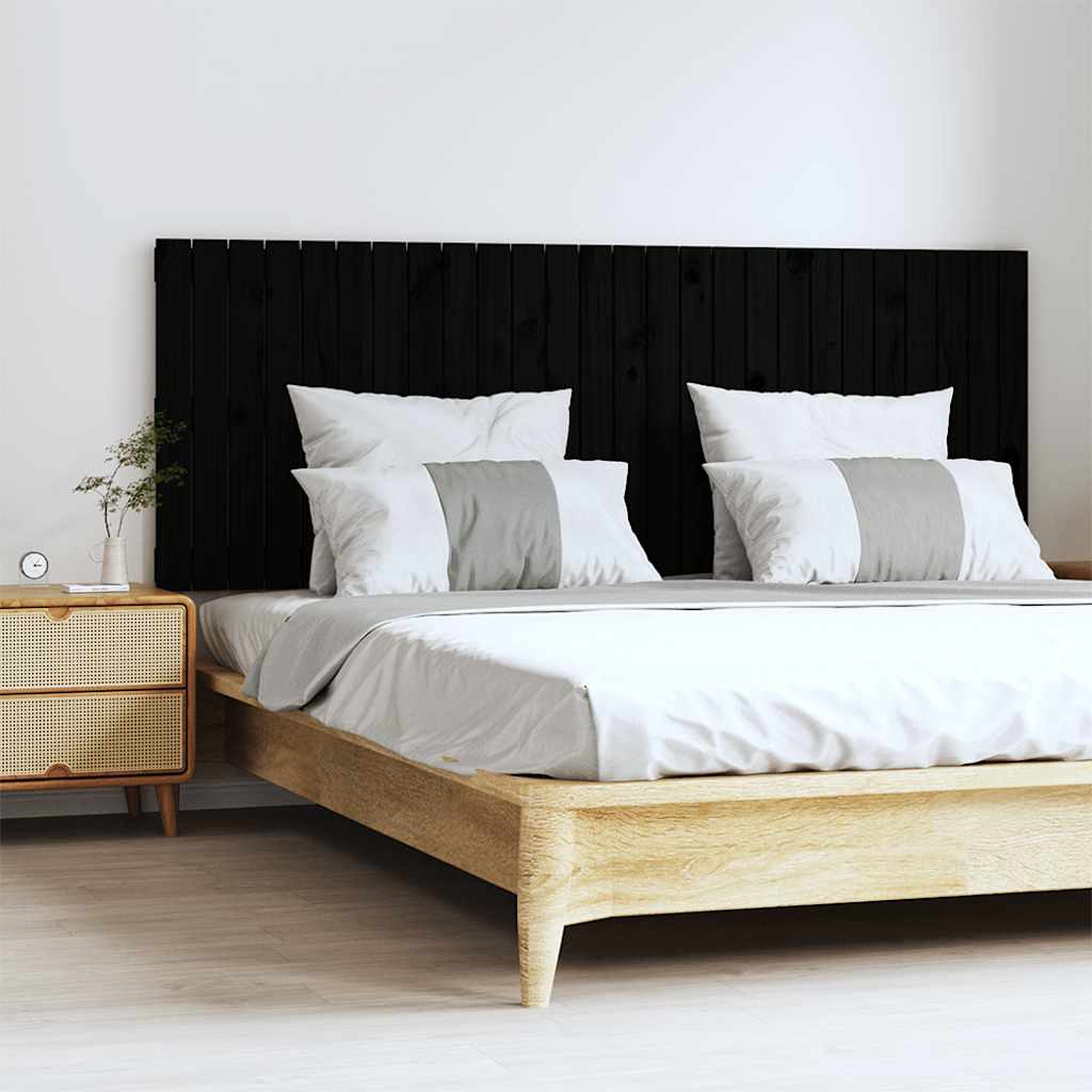JUNG Vida Wand-Kopfteil Schwarz 166x3x60 cm Massivholz Kiefer