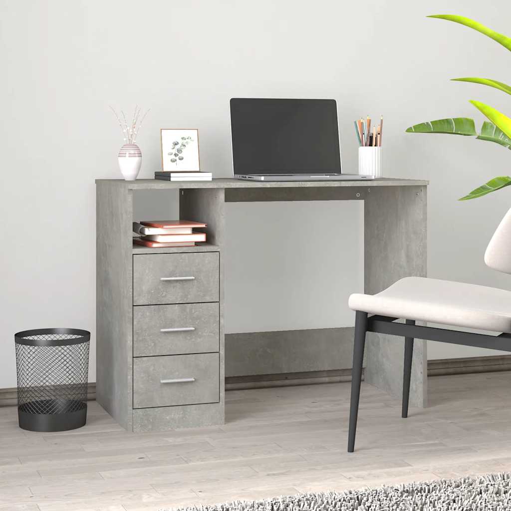 JUNG Vida Schreibtisch mit Schubladen Betongrau 102x50x76cm Holzwerkstoff