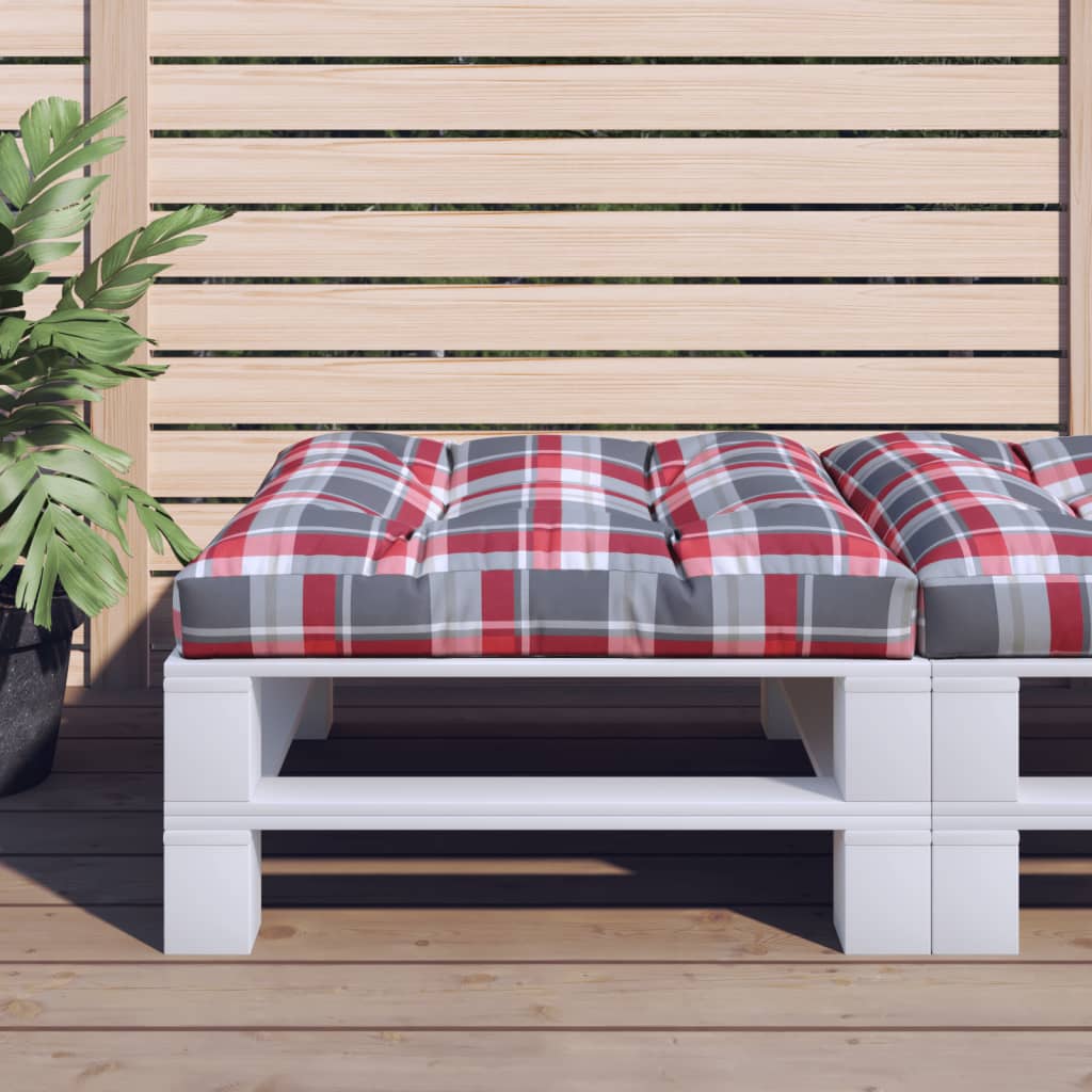 JUNG Vida Palettenkissen Rot Karomuster 80x80x12 cm Stoff