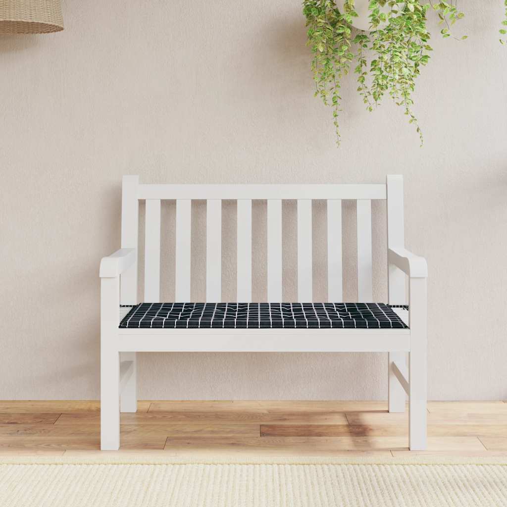 JUNG Vida Gartenbank-Auflage Schwarz Karomuster 120x50x4 cm Oxford-Gewebe