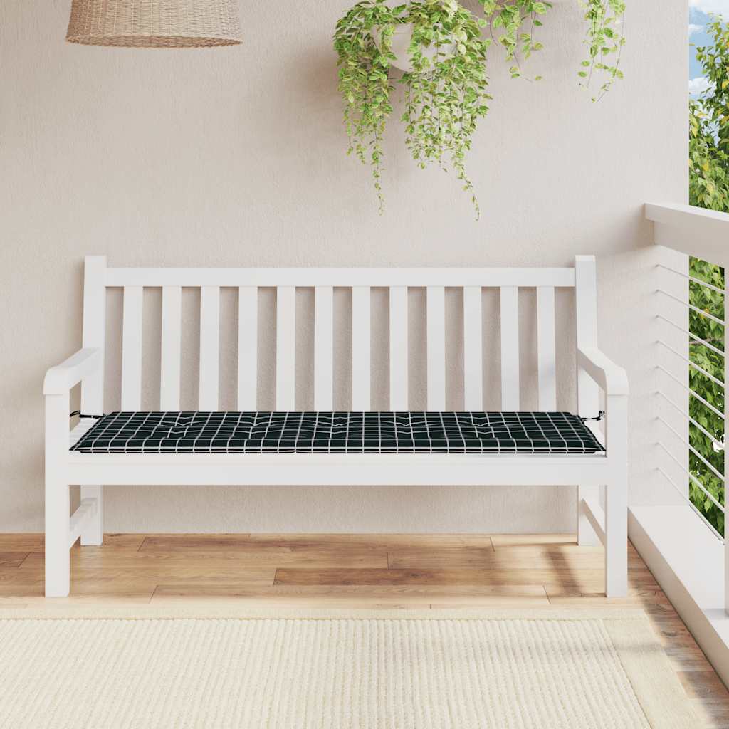 JUNG Vida Gartenbank-Auflage Schwarz Karomuster 150x50x4 cm Oxford-Gewebe