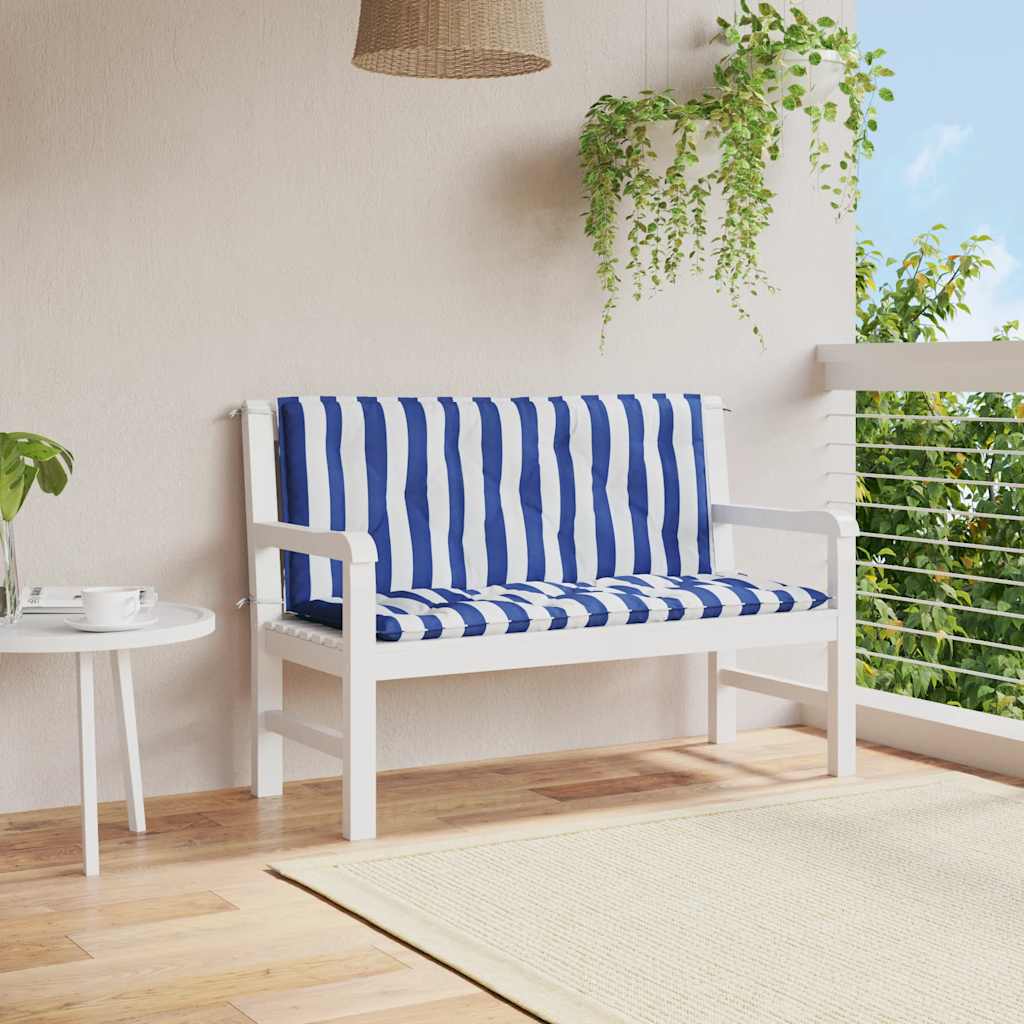 JUNG Vida Gartenbank-Auflagen 2 Stk. Blau&Weiß Gestreift 120x50x7cm Stoff