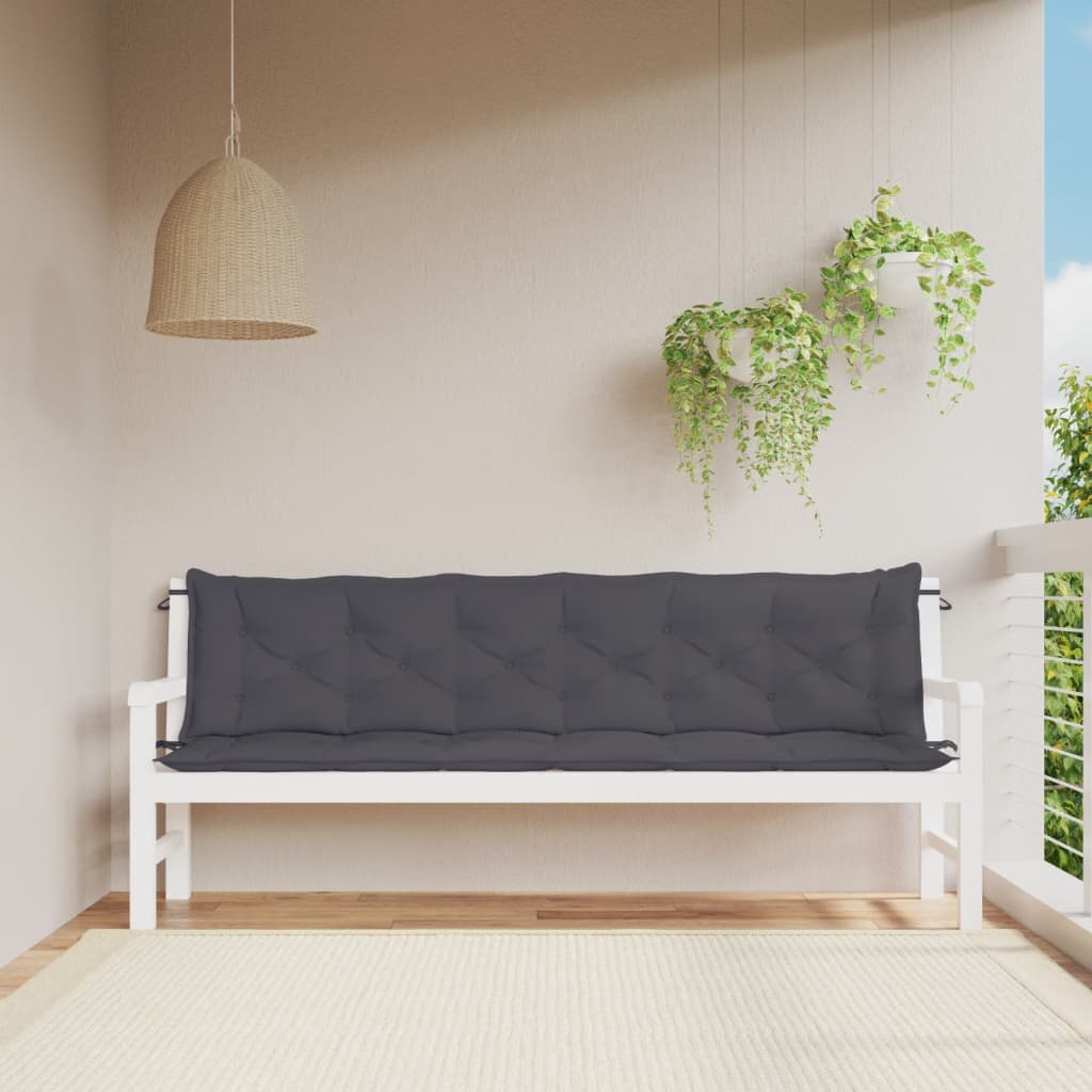 JUNG Vida Gartenbank-Auflagen 2 Stk. Anthrazit 200x50x7 cm Oxford-Gewebe