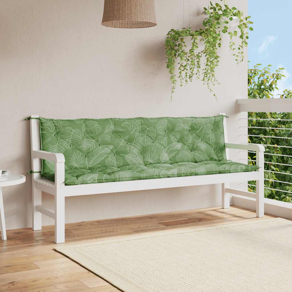 JUNG Vida Gartenbank-Auflagen 2 Stk. Blattmuster 200x50x7 cm Stoff