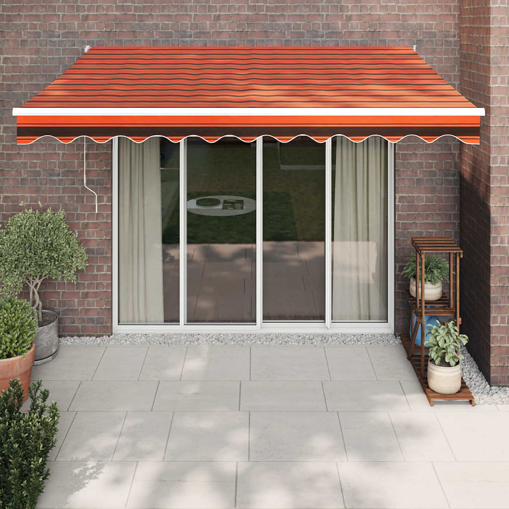 JUNG Vida Elektrische Markise mit Kurbel Orange und Braun 3,5x2,5 m