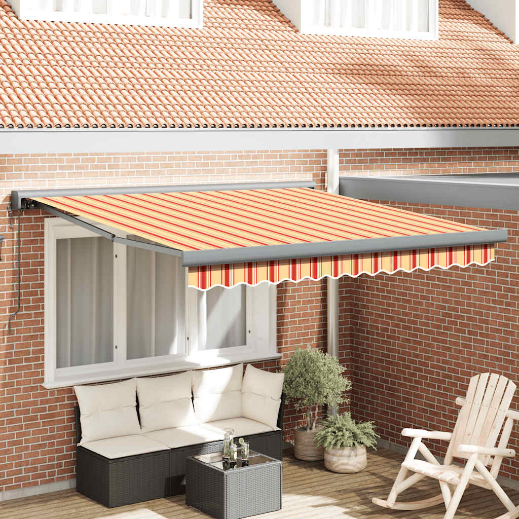 JUNG Vida Markise Einziehbar Gelb und Weiß 3,5x2,5 m Stoff und Aluminium