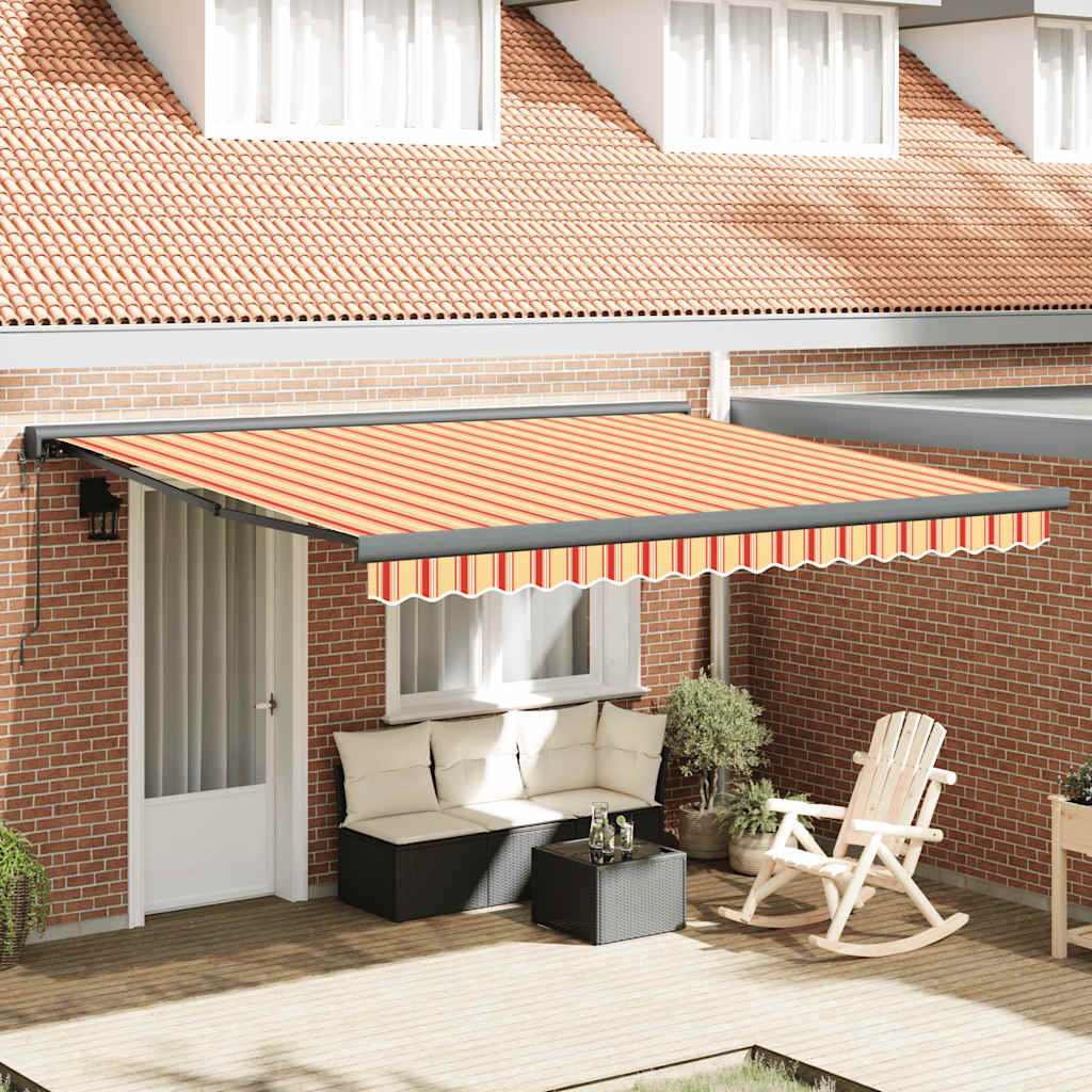 JUNG Vida Markise Einziehbar Gelb und Weiß 4,5x3 m Stoff und Aluminium