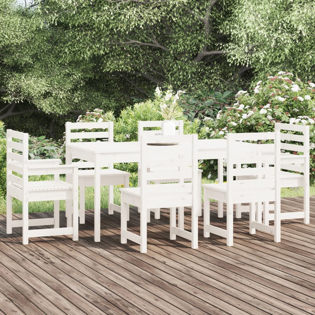 JUNG Vida 7-tlg. Garten-Essgruppe Weiß Massivholz Kiefer