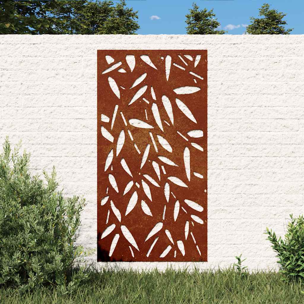 JUNG Vida Garten-Wanddeko 105x55 cm Cortenstahl Bambusblatt-Design