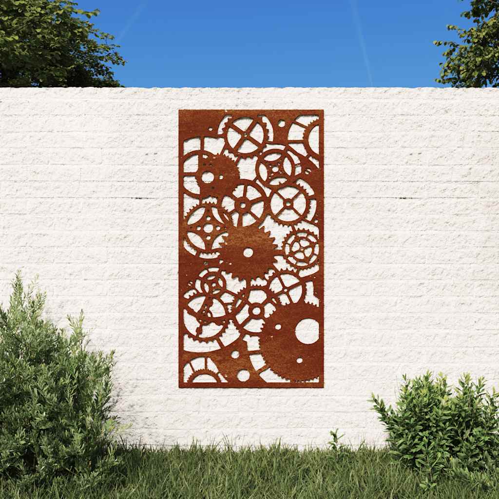 JUNG Vida Garten-Wanddeko 105x55 cm Cortenstahl Zahnrad-Design