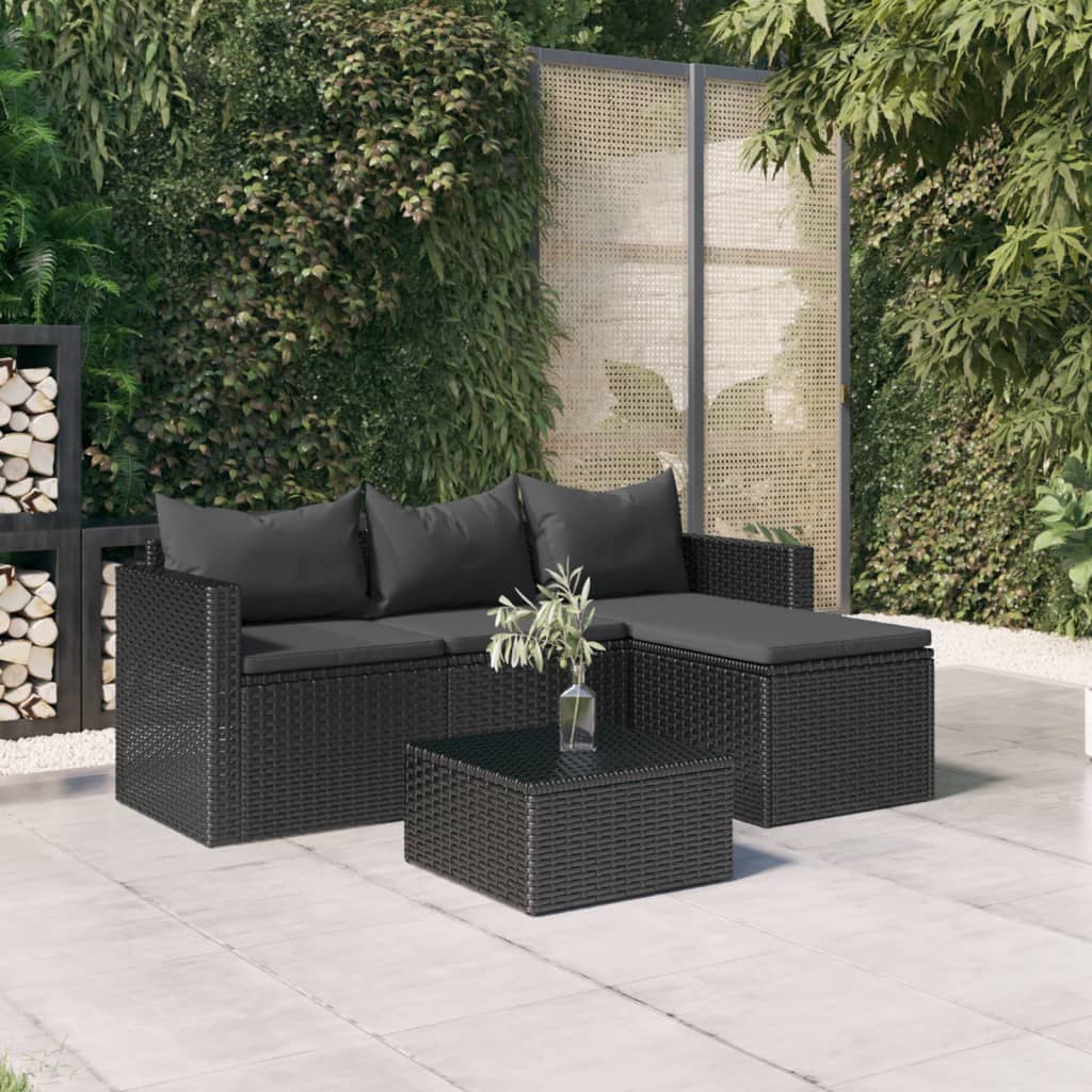 JUNG Vida Garten-Lounge-Set Schwarz Poly Rattan