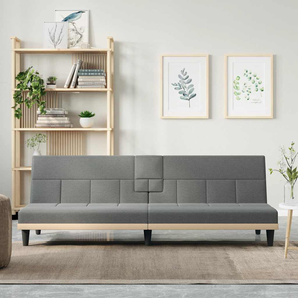 JUNG Vida Schlafsofa mit Getränkehaltern Dunkelgrau Stoff