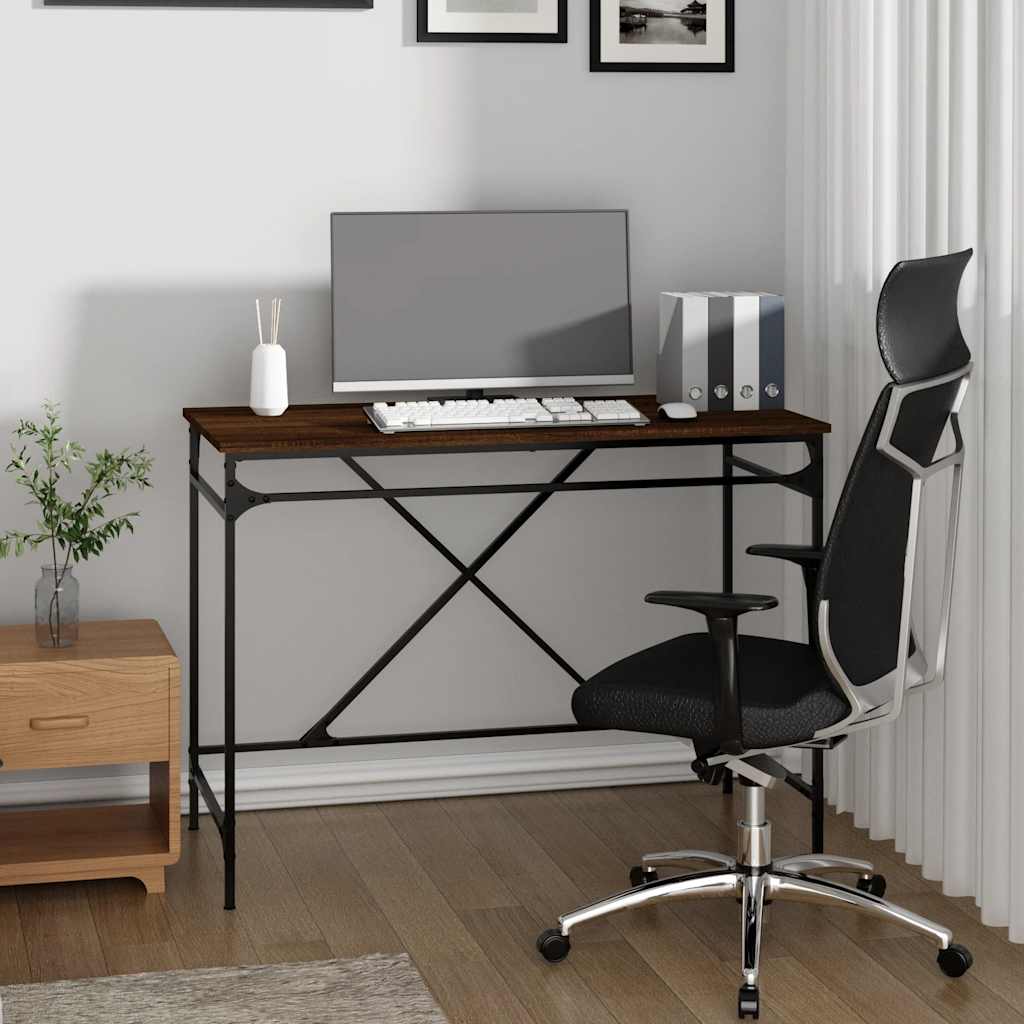 JUNG Vida Schreibtisch Braun Eichen-Optik 100x50x75cm Holzwerkstoff Eisen