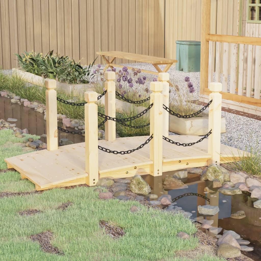 JUNG Vida Gartenbrücke mit Kettengeländer 150x67x56 cm Massivholz Fichte