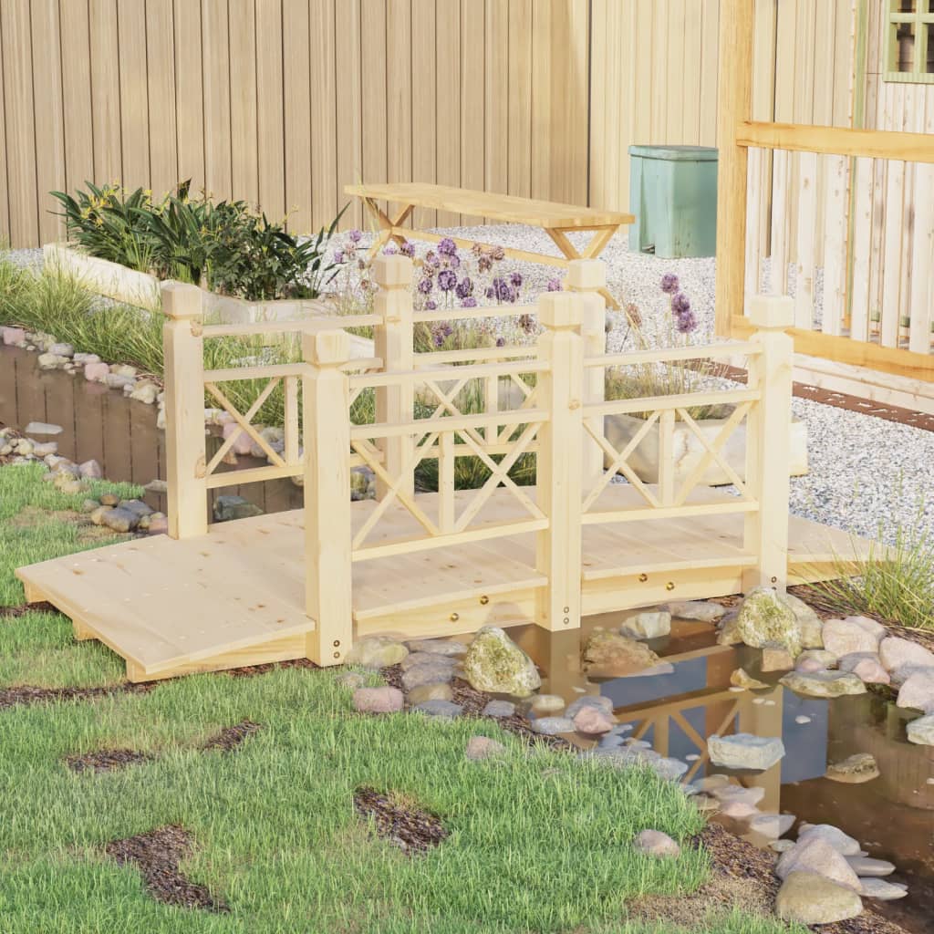 JUNG Vida Gartenbrücke mit Geländer 150x67x56 cm Massivholz Fichte