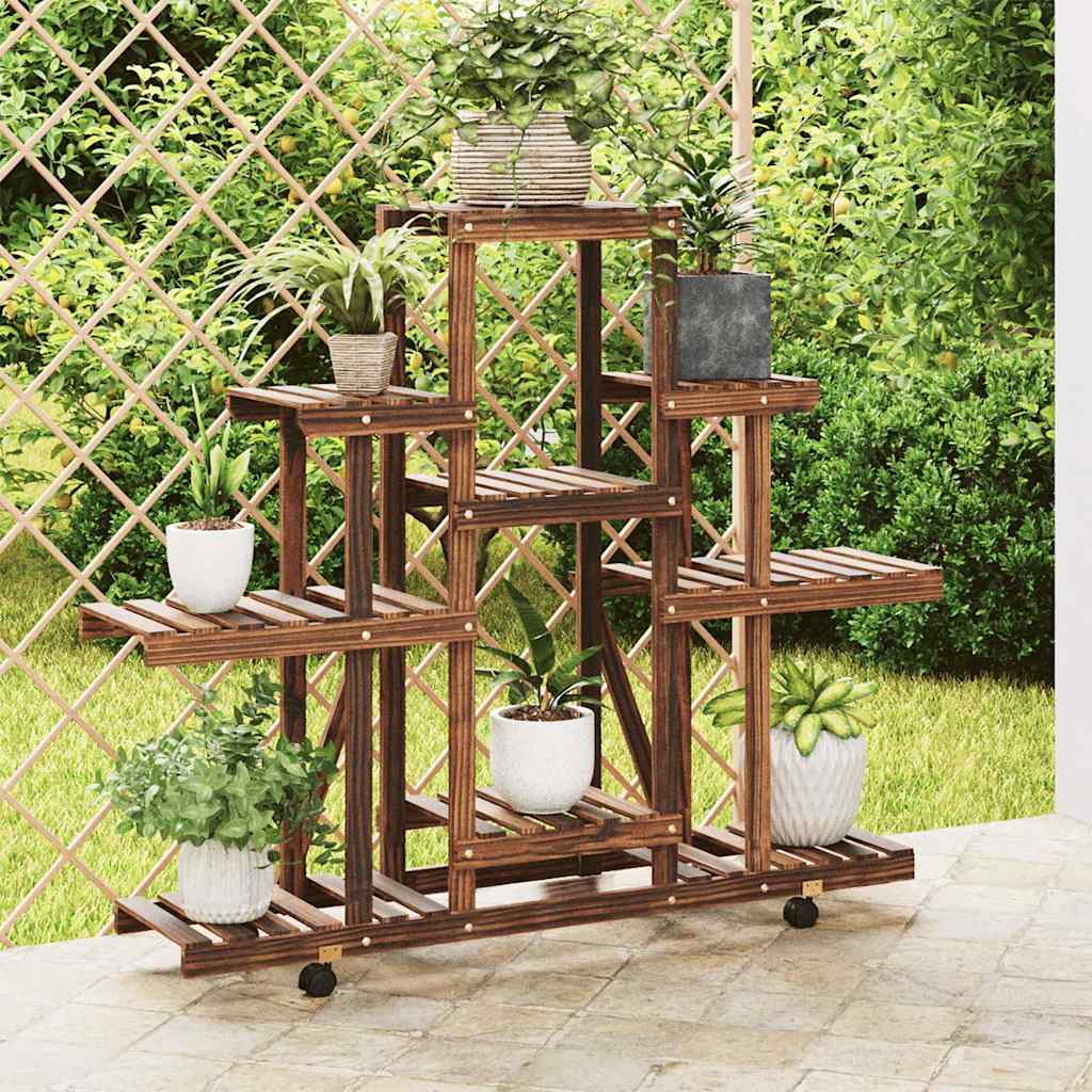 JUNG Vida Blumenständer mit Rollen 110x25x101 cm Massivholz Tanne